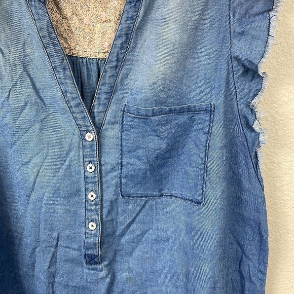 Anthropologie Pilcro Flounced Tunic Dress Chambray Denim Cotton Blue Sz L - Picture 5 of 16